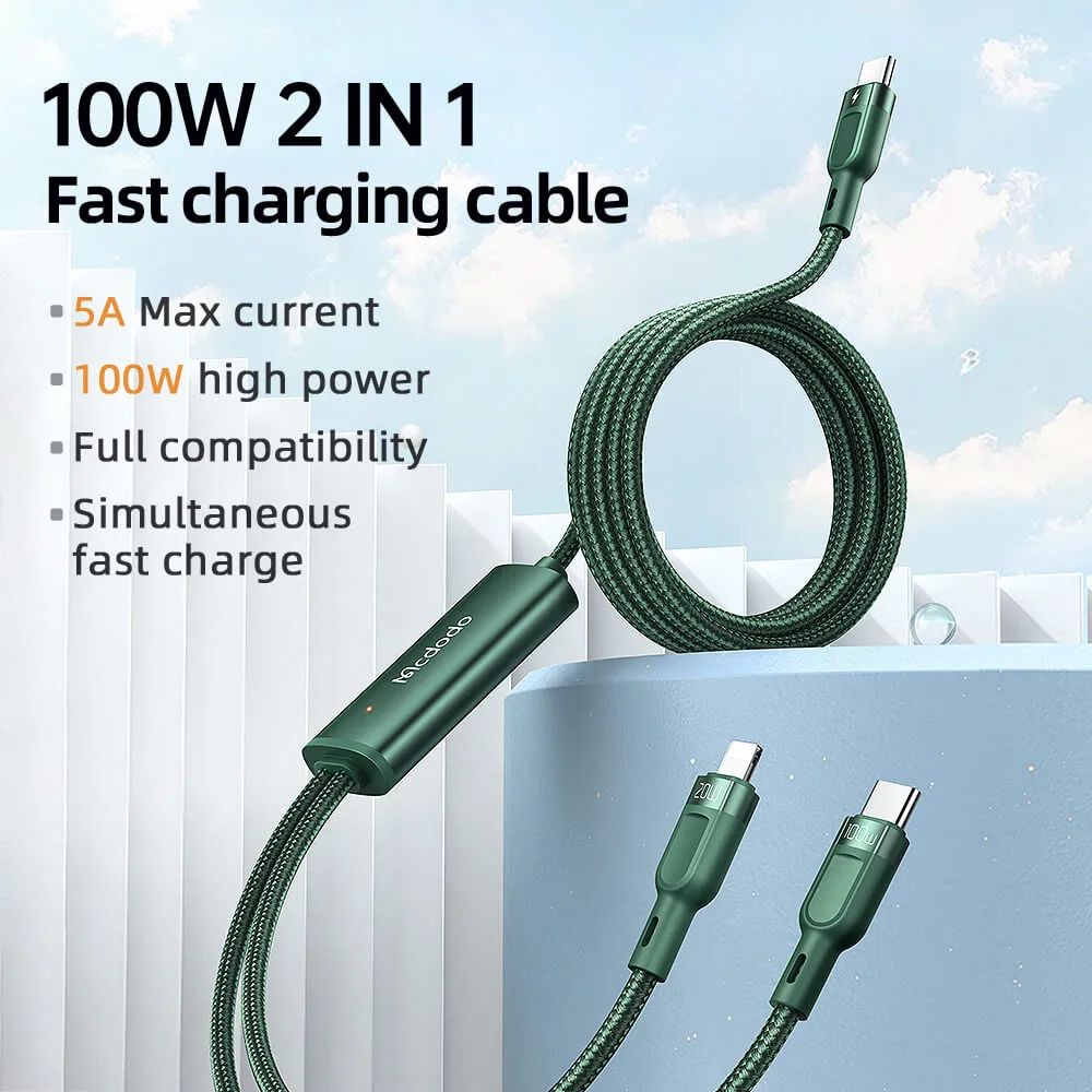 Mcdodo 2-in-1 100W Max. Type-C Cable - Thunder Series