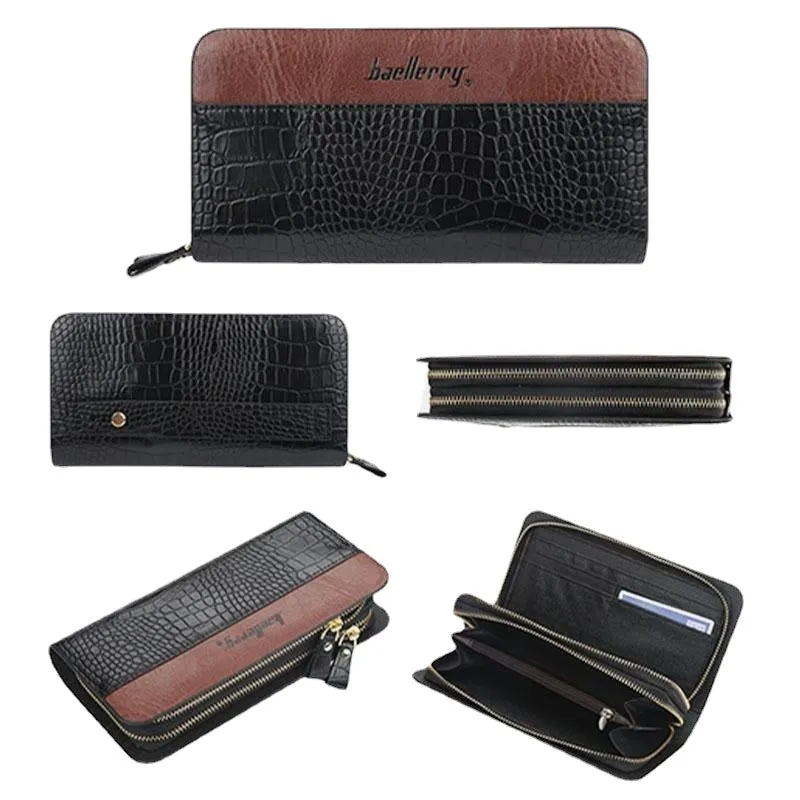 Men Faux Leather Long Zipper Phone Bag Wallet Clutches Bag For Business