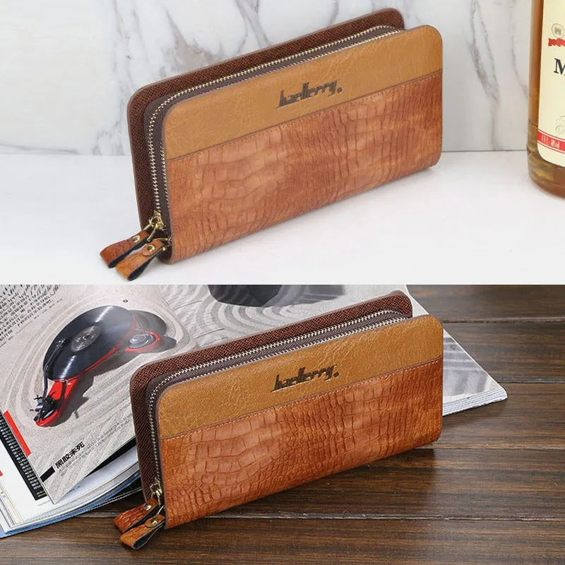 Men Faux Leather Long Zipper Phone Bag Wallet Clutches Bag For Business