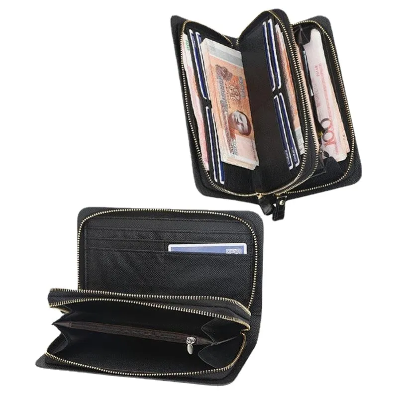 Men Faux Leather Long Zipper Phone Bag Wallet Clutches Bag For Business