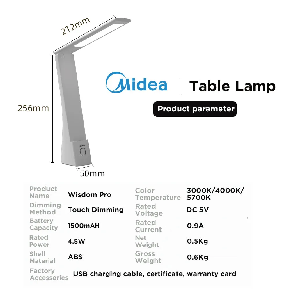 Midea USB LED table lamp Desktop Lamps Dimmable Reading Adjustable Lighting Wisdom Pro MTD4.5-M/K-19