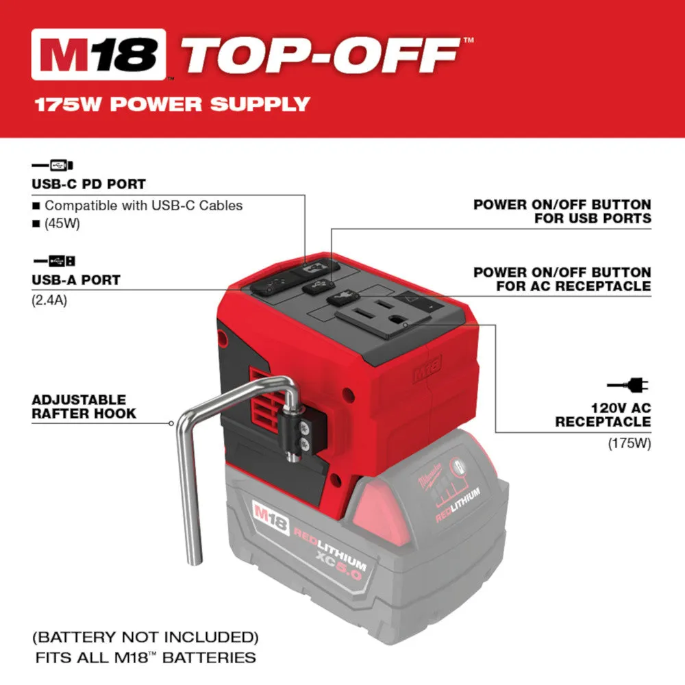 Milwaukee 2846-20 M18 TOP-OFF 175W Power Supply