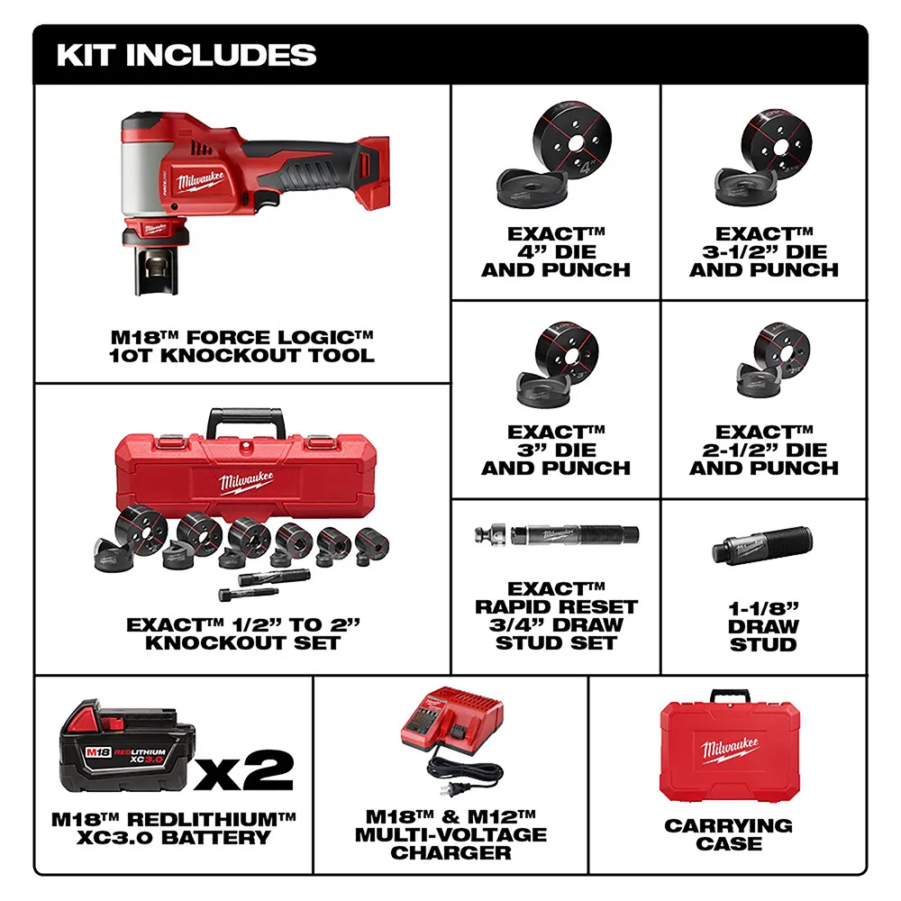 Milwaukee M18 1/2" - 4" Force Logic 6T Knockout Tool