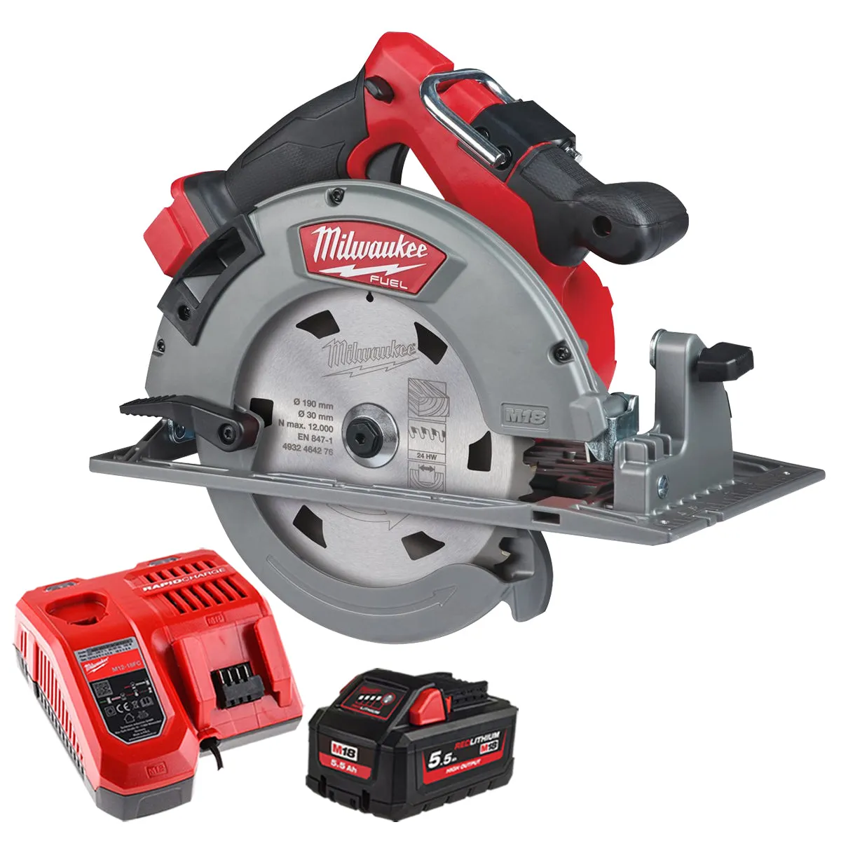 Milwaukee M18FCS66-0 M18 18V 66mm Fuel Brushless Circular Saw with 1 x 5.5Ah Battery & Charger