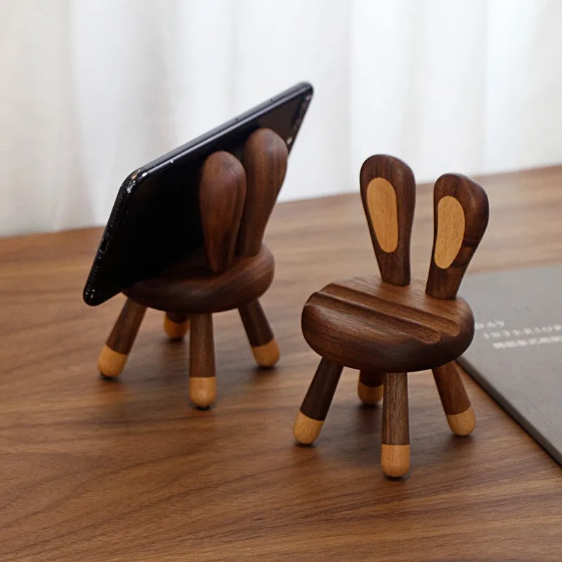 Minimalist Wooden Rabbit Phone Holder