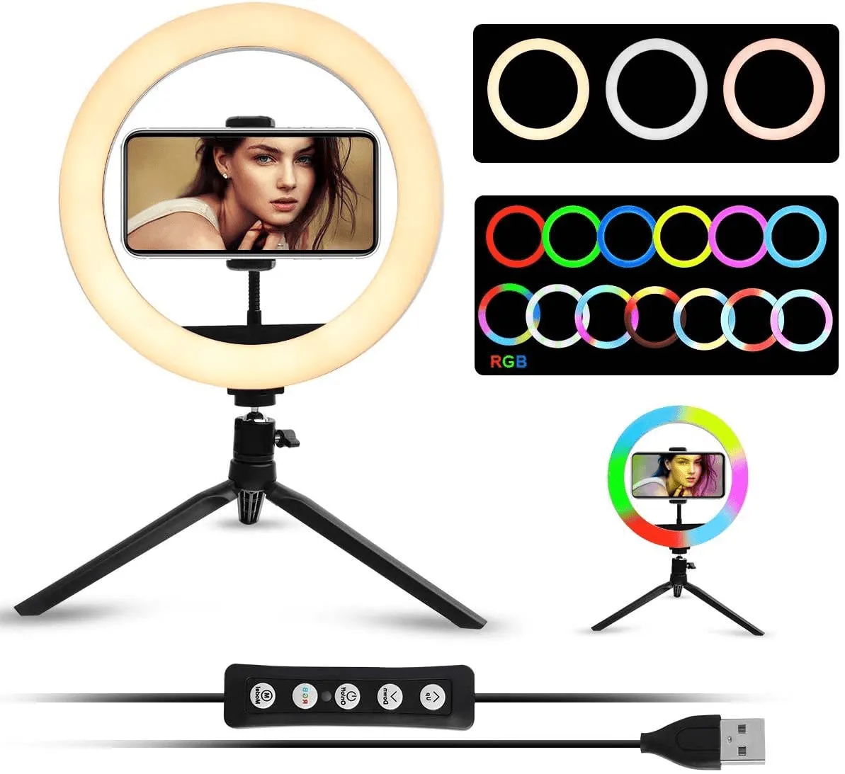 MJ-30 RGB LED Soft Ring Light With Stand-Selfie Light