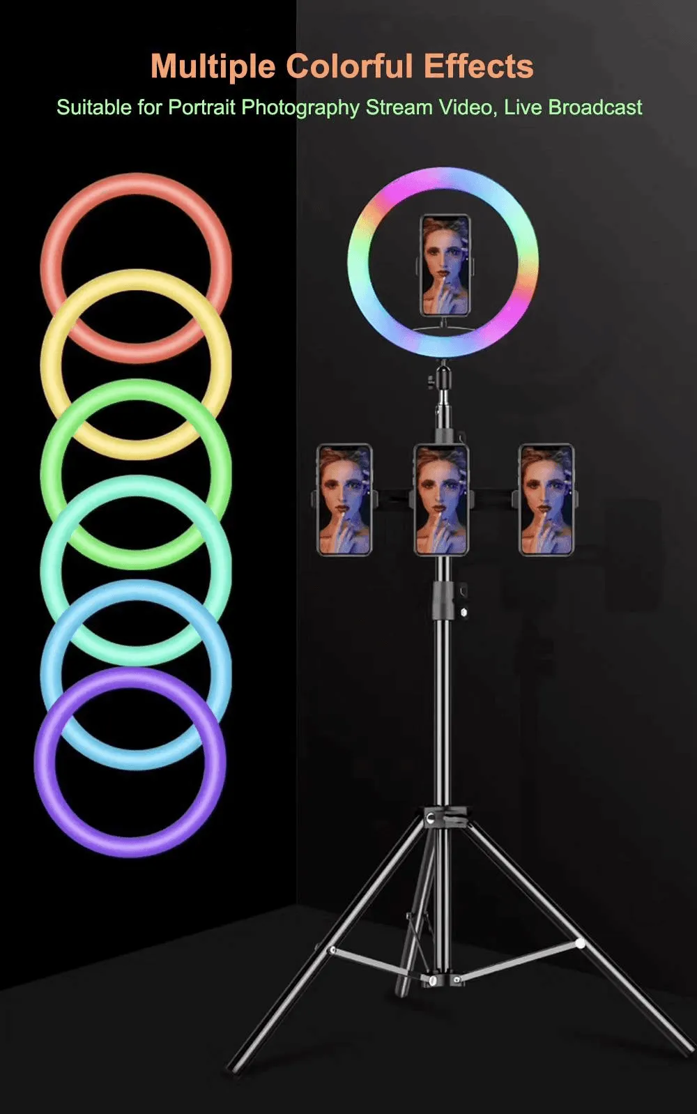 MJ-30 RGB LED Soft Ring Light With Stand-Selfie Light