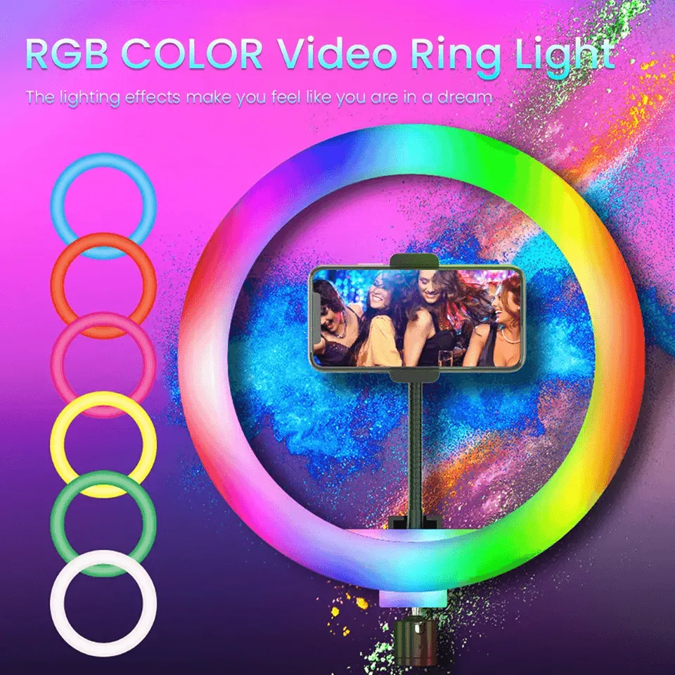 MJ-30 RGB LED Soft Ring Light With Stand-Selfie Light