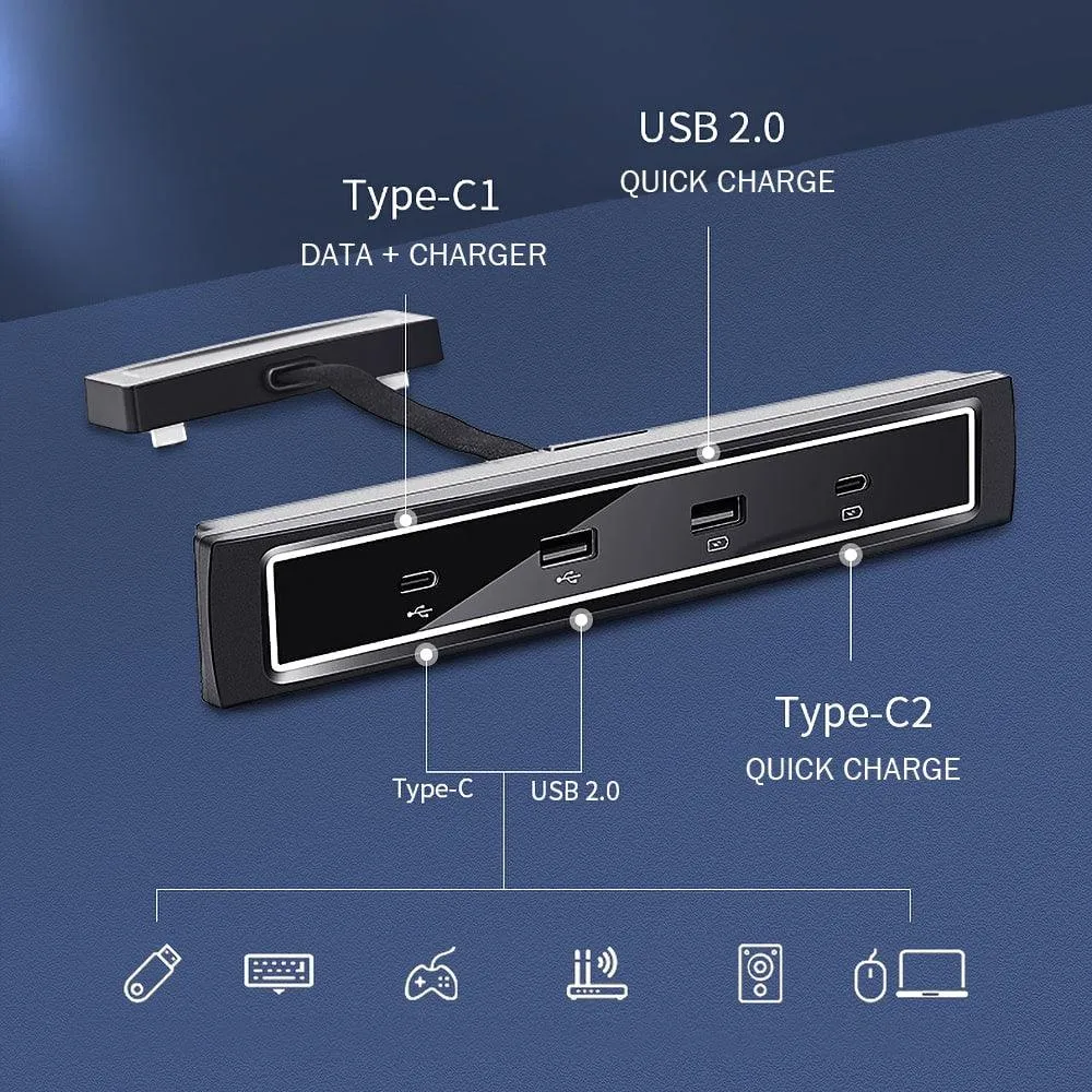 Model 3/Y 27W Phone Quick Charger 4 In 1 USB Hub Docking Station