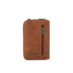 Montana West Genuine Hair-On Cowhide Phone Case Crossbody Wallet Brown