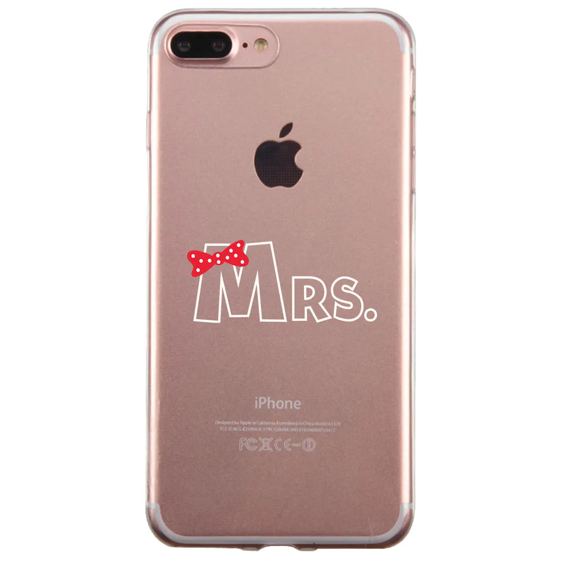 Mr. Mrs. Ribbon Couple Matching Phone Cases Elegant Chic Wedding