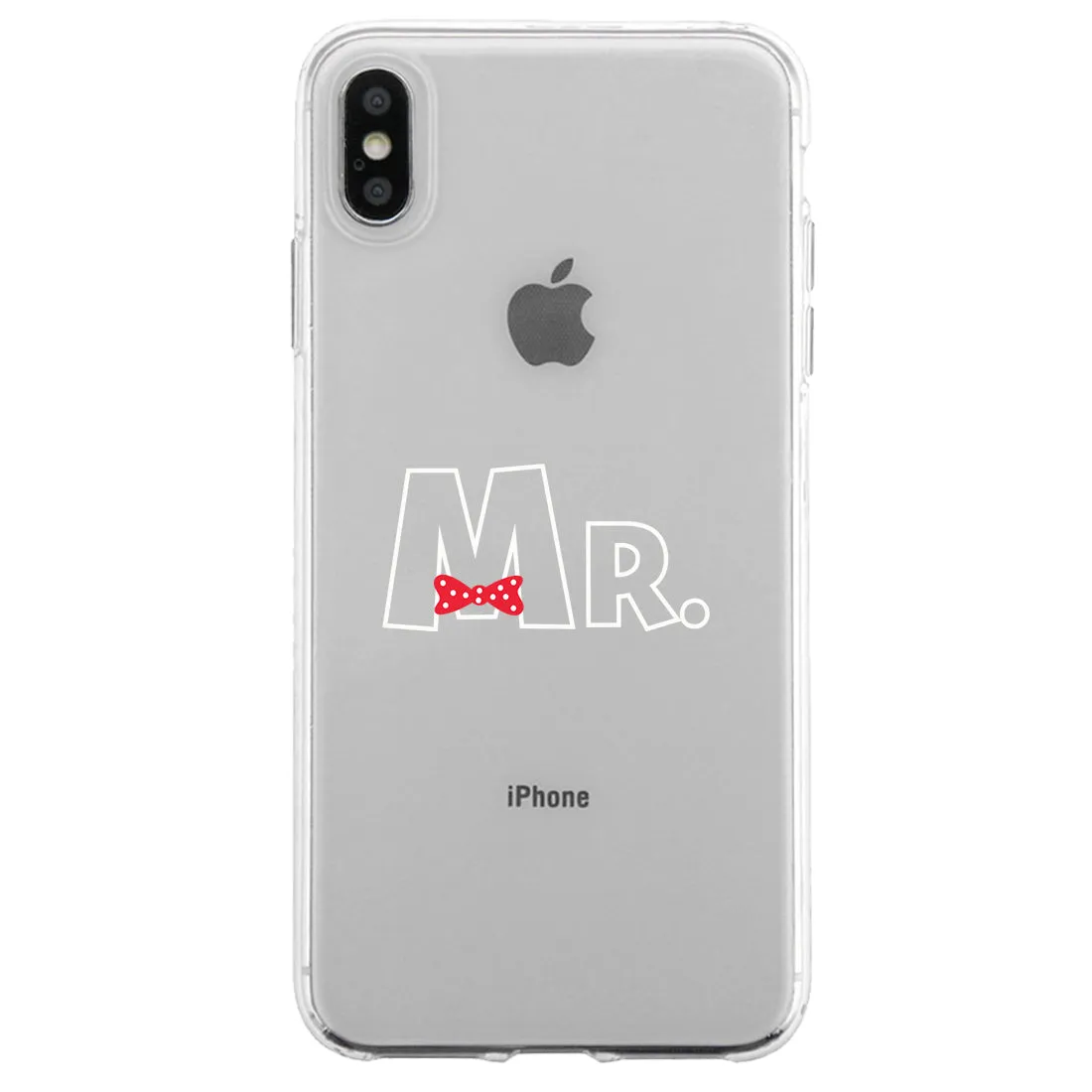 Mr. Mrs. Ribbon Couple Matching Phone Cases Elegant Chic Wedding