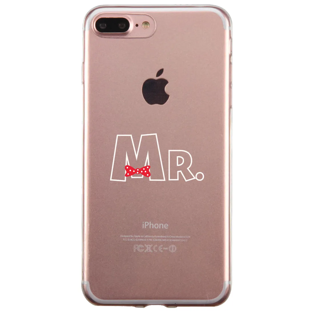 Mr. Mrs. Ribbon Couple Matching Phone Cases Elegant Chic Wedding