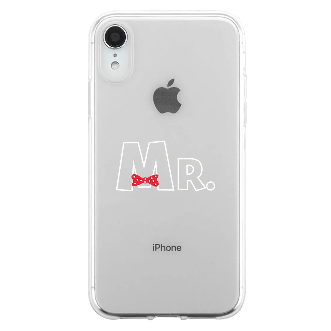 Mr. Mrs. Ribbon Couple Matching Phone Cases Elegant Chic Wedding