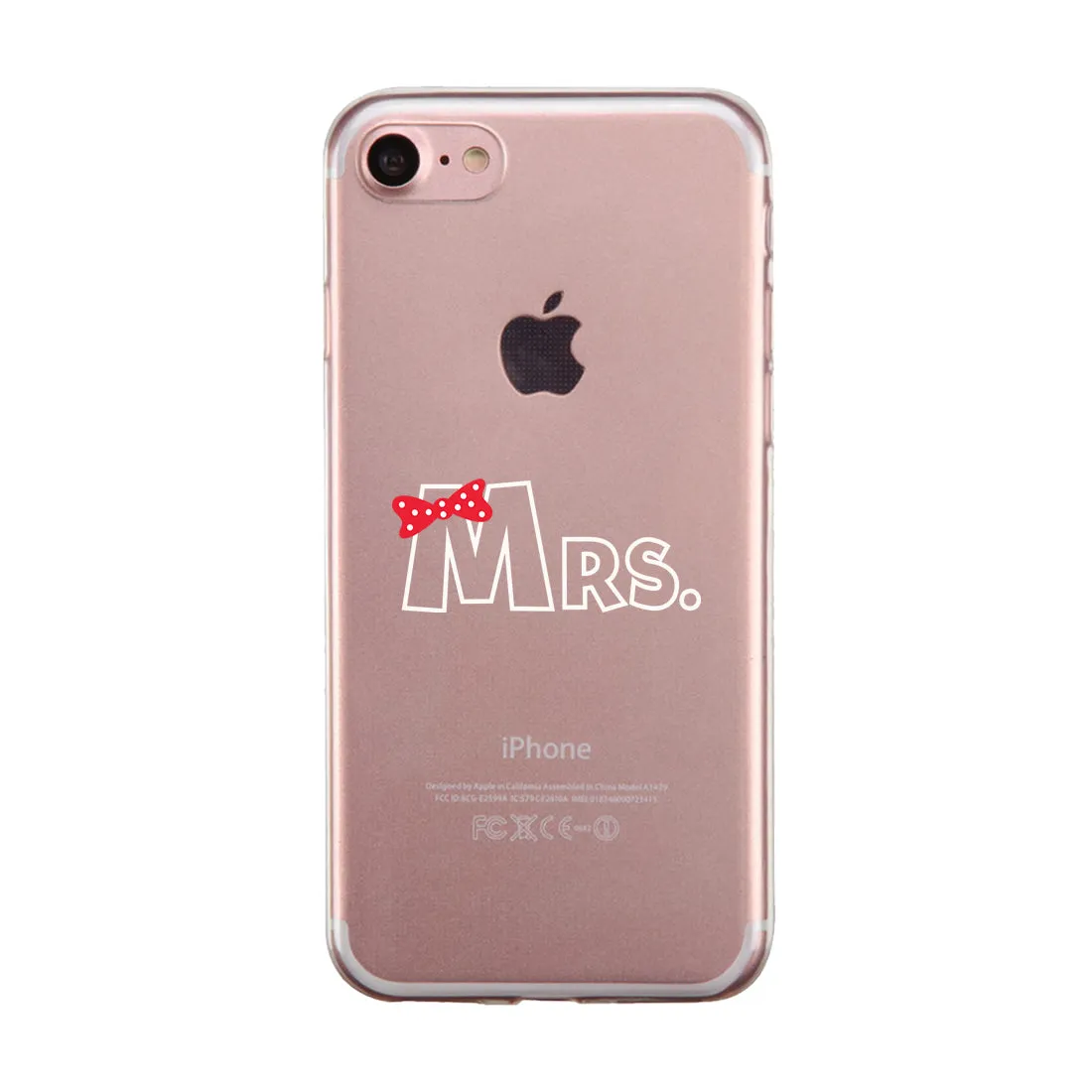 Mr. Mrs. Ribbon Couple Matching Phone Cases Elegant Chic Wedding