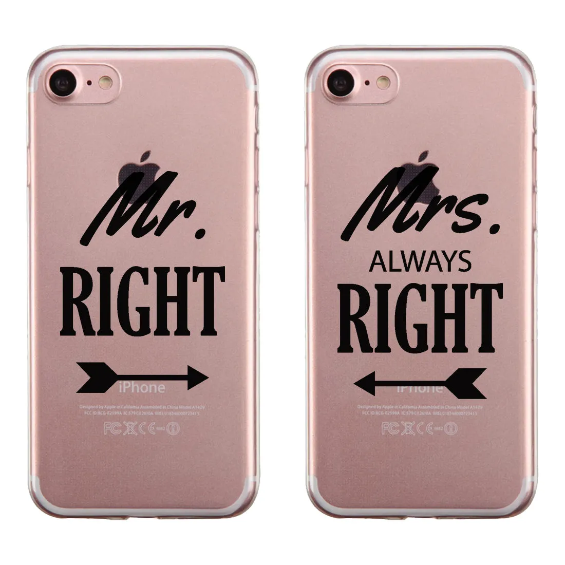 Mr. Mrs. Right Arrow Couple Matching Phone Cases Simple Modern Gift