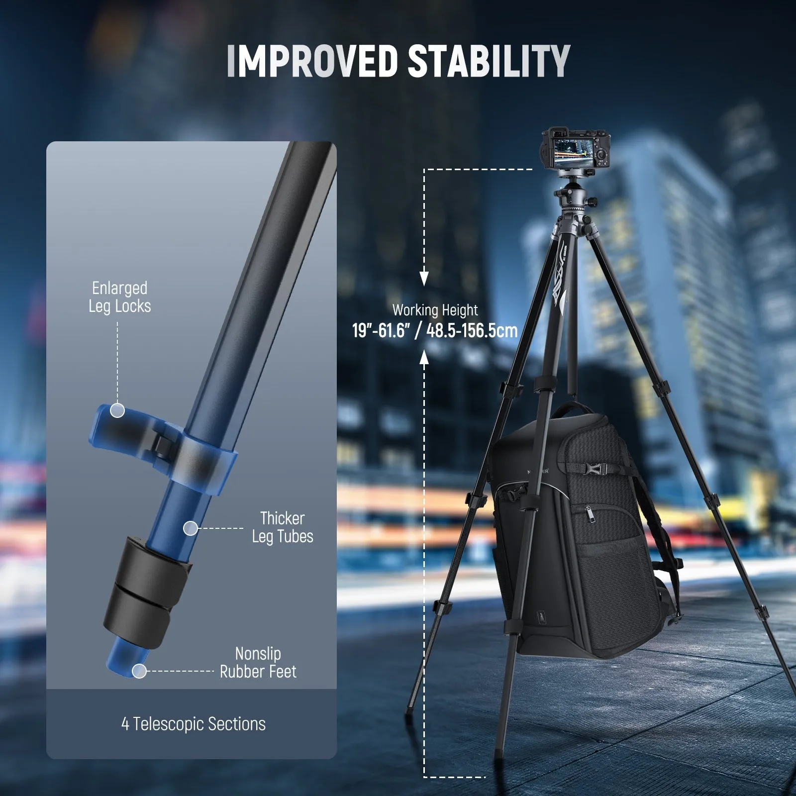 NEEWER LT07 61" Aluminum Travel Tripod with Ball Head