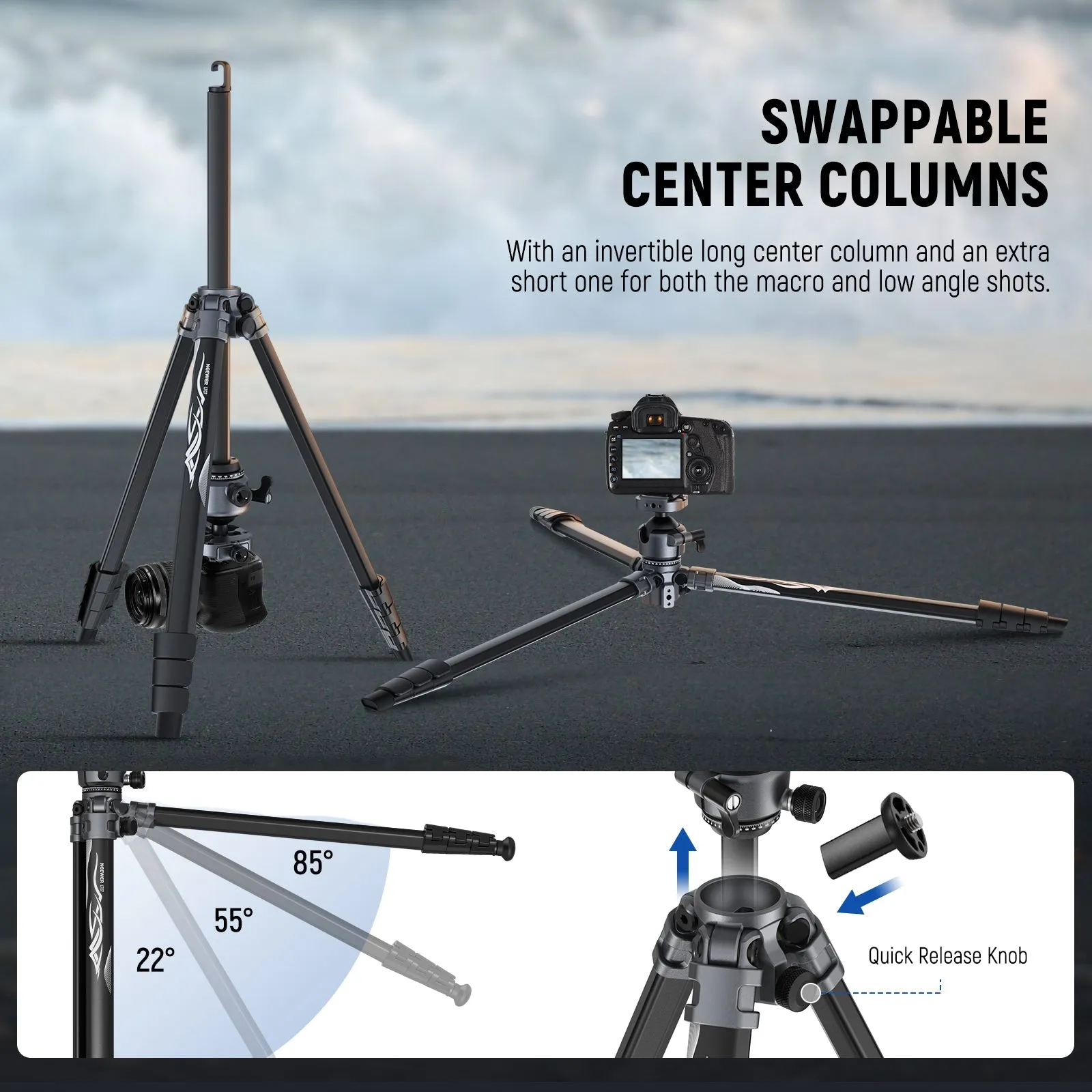 NEEWER LT07 61" Aluminum Travel Tripod with Ball Head