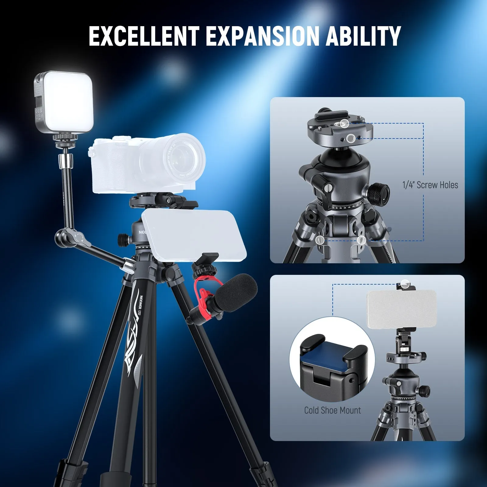 NEEWER LT07 61" Aluminum Travel Tripod