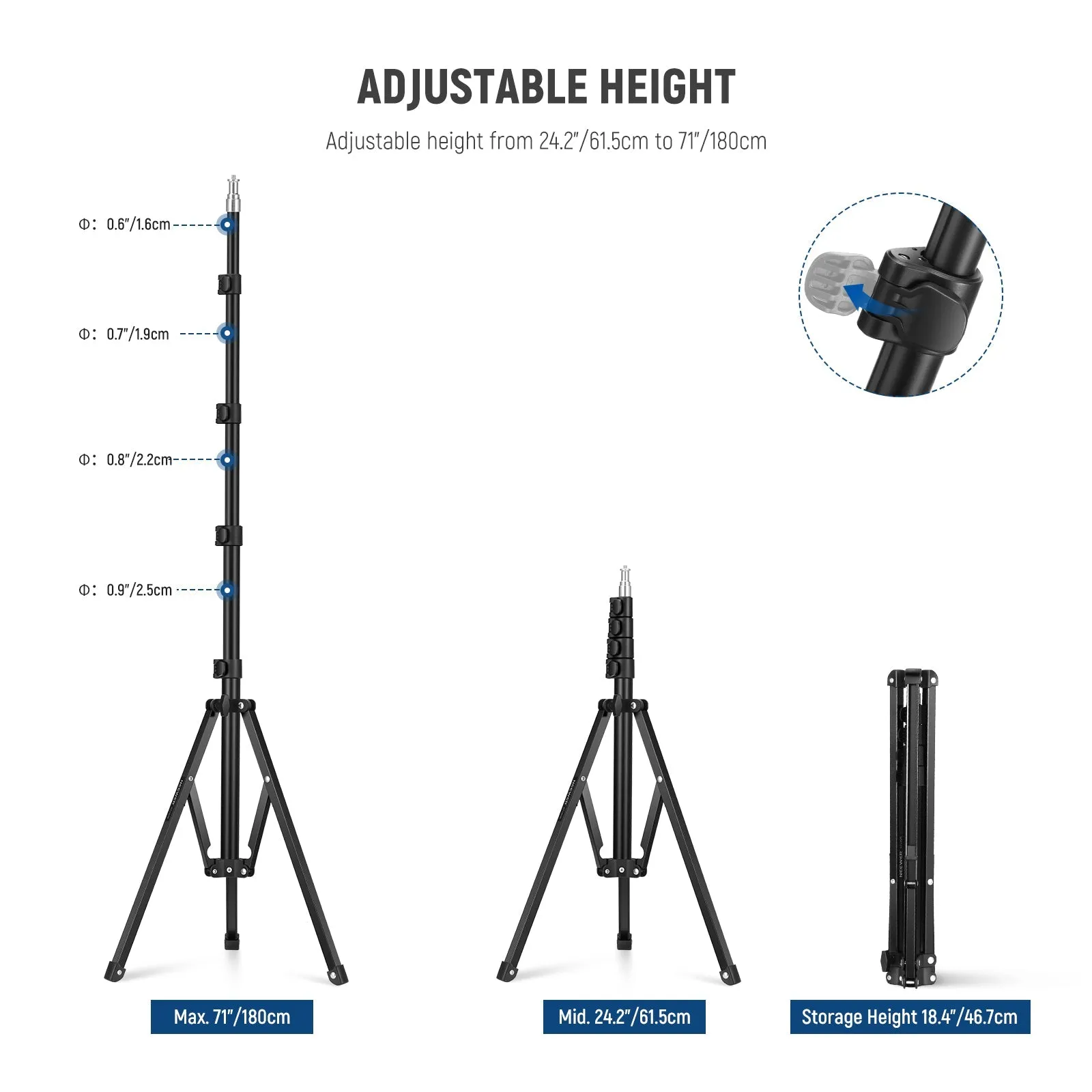 NEEWER ST180R 71"/180cm Portable Light Stand