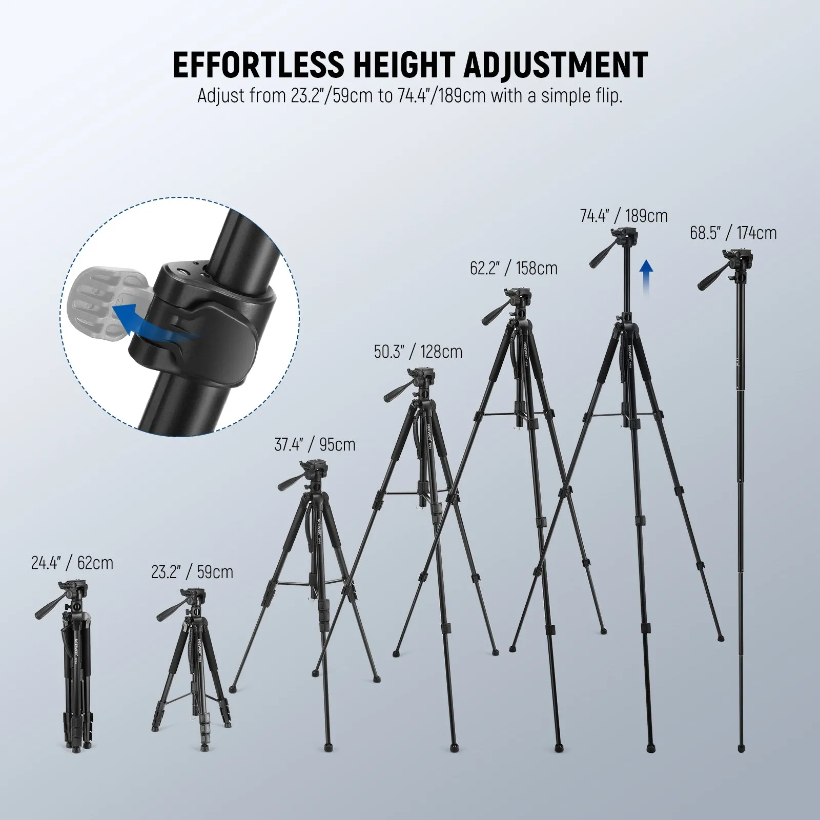 NEEWER TP05 74.4" Video Tripod Monopod