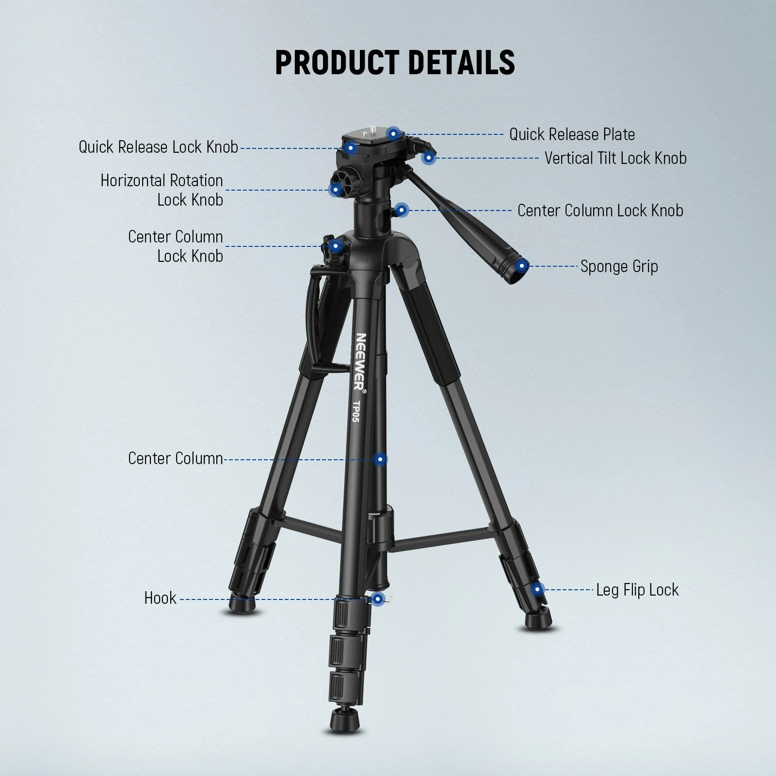 NEEWER TP05 74.4" Video Tripod Monopod