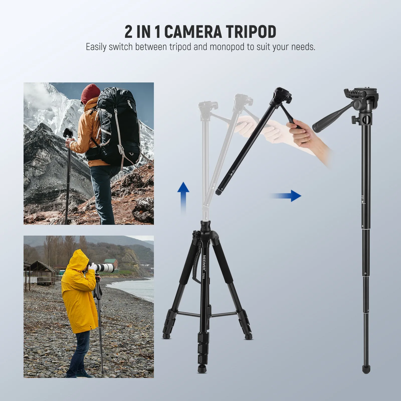 NEEWER TP05 74.4" Video Tripod Monopod