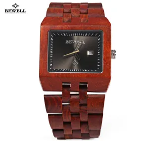 New Fashion Male Wooden Watch Men Top Luxury Brand Bewell Dress Wristwatch Analog Quartz Rectangle Dial Watches reloj hombre