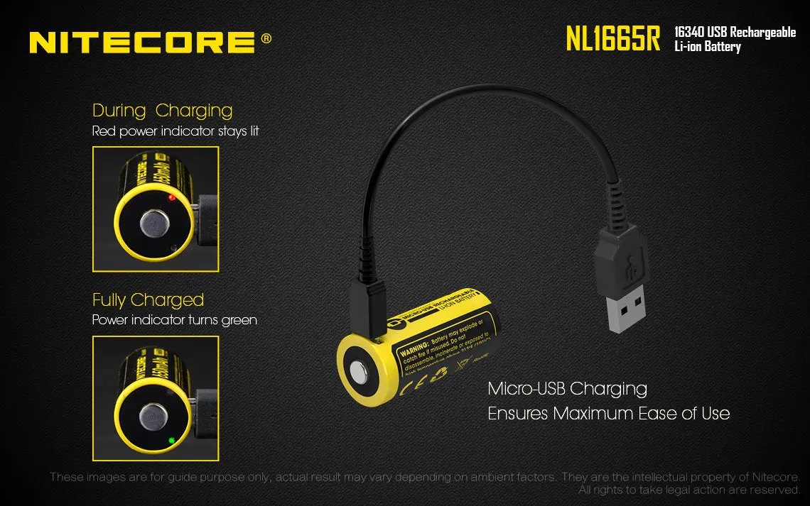 NITECORE CR123 RECHARGEABLE MICRO USB (NL1665R)