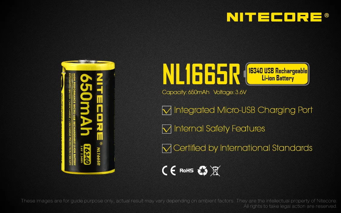 NITECORE CR123 RECHARGEABLE MICRO USB (NL1665R)