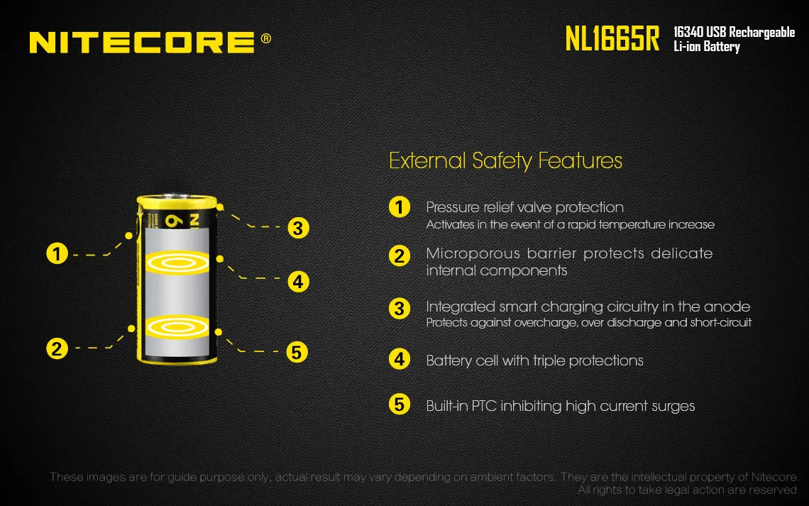 NITECORE CR123 RECHARGEABLE MICRO USB (NL1665R)