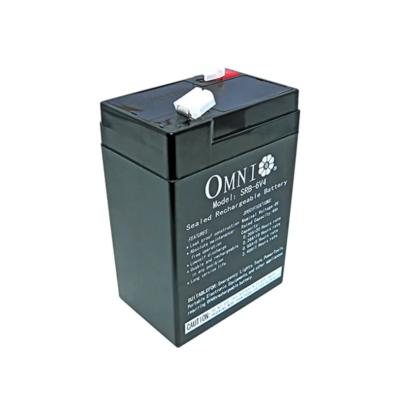 OMNI Sealed Lead Acid Rechargeable Battery 6V 4Ah with 20 Hours Recharging Time, Maintenance Free, Heat & Impact Resistant Jar Casing | SRB-6V4