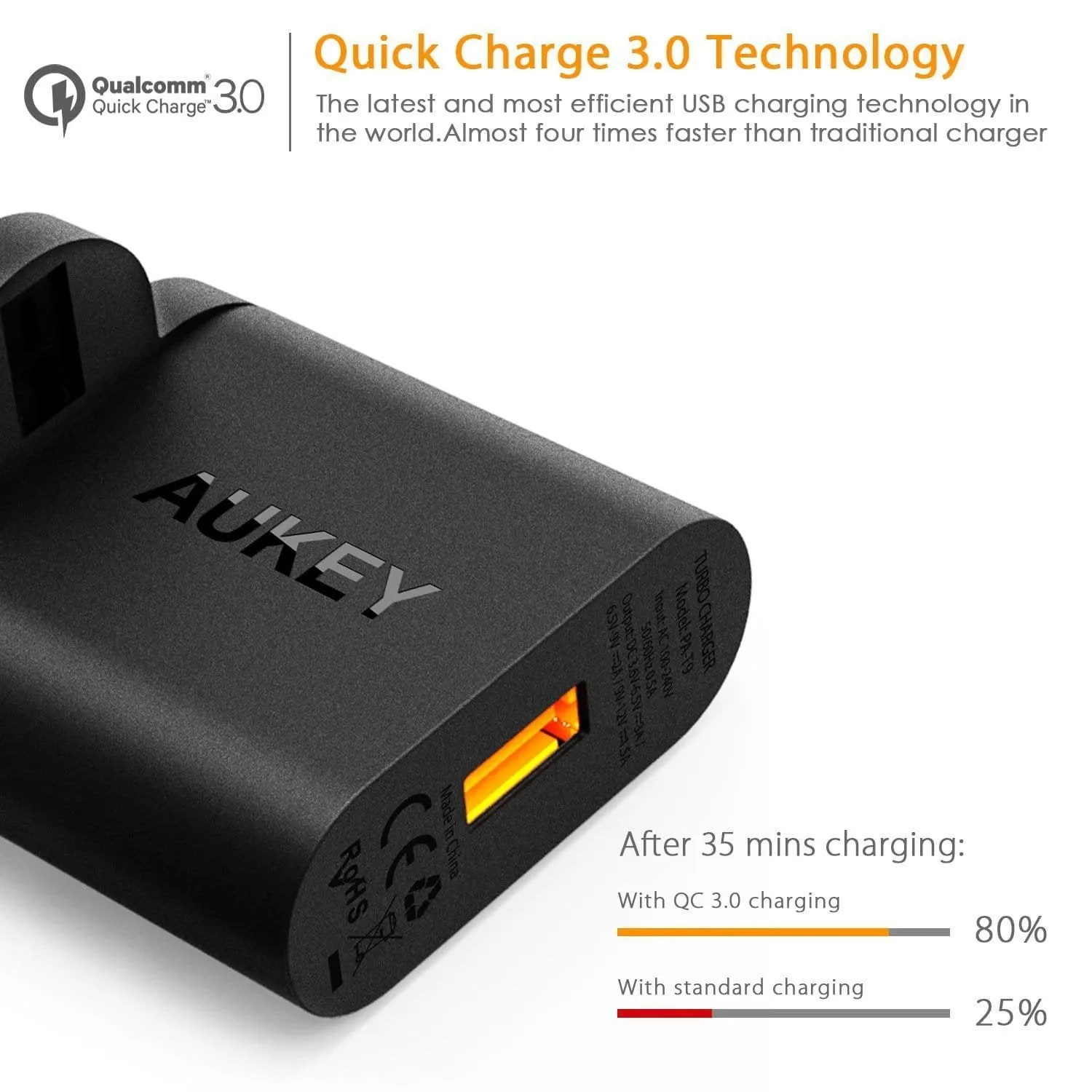 PA-T9 19.5W Quick Charge 3.0 Travel Charger   Micro USB to USB C Converter