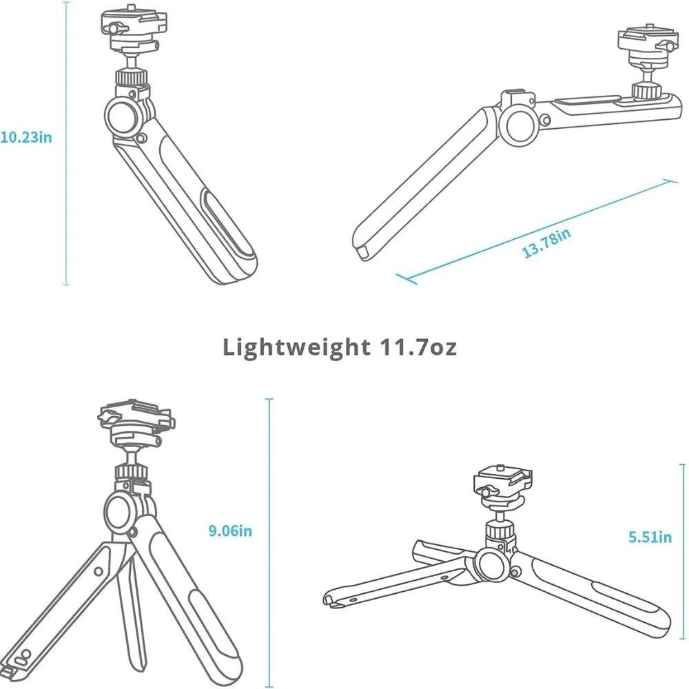 PGYTECH MantisPod Pro Vlogging Camera Tripod with SnapLock Arca-Type Quick Release Plate, Mini Smartphone Holder, and Cold Shoe Mount | P-CG-020