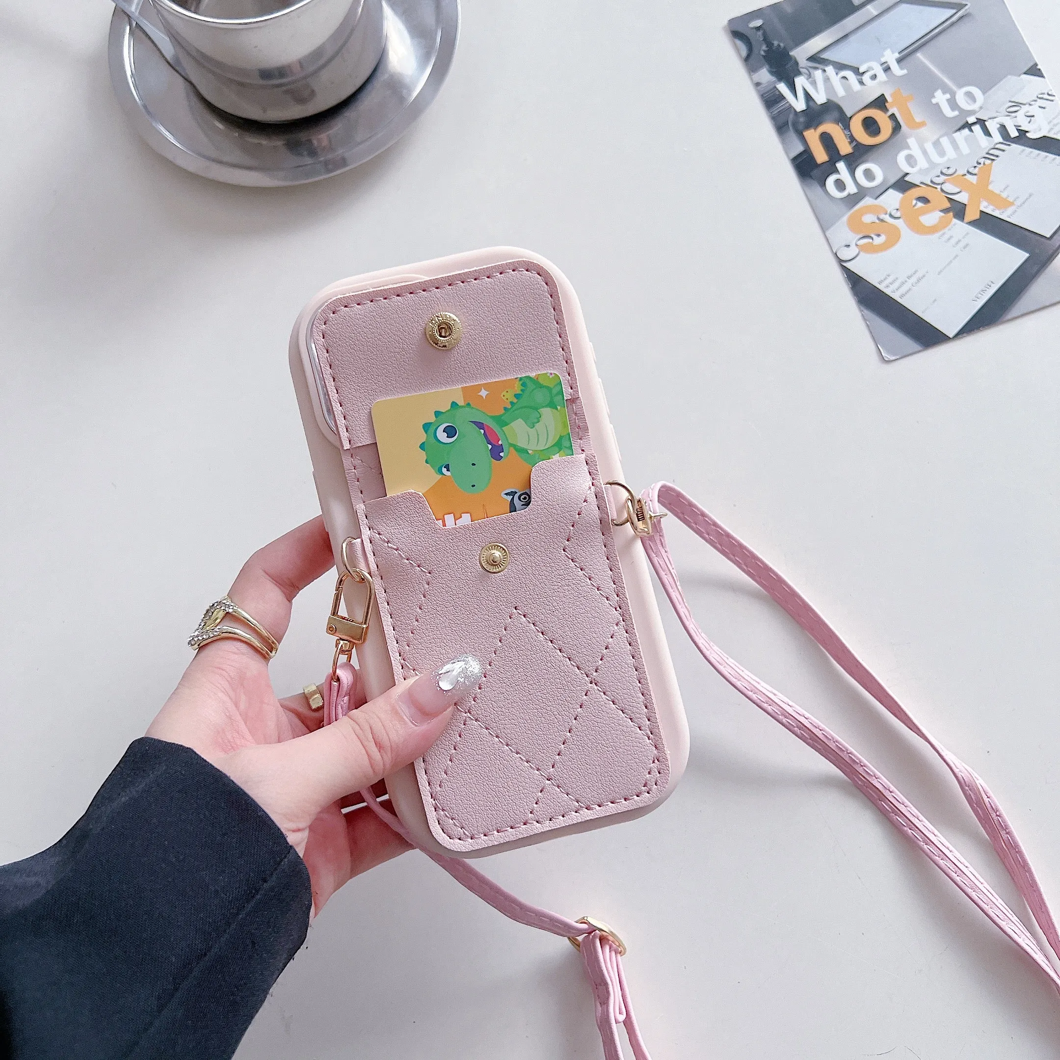 Pink Silicon Phone Case With Card-Cash Wallet For iPhone 12 Pro