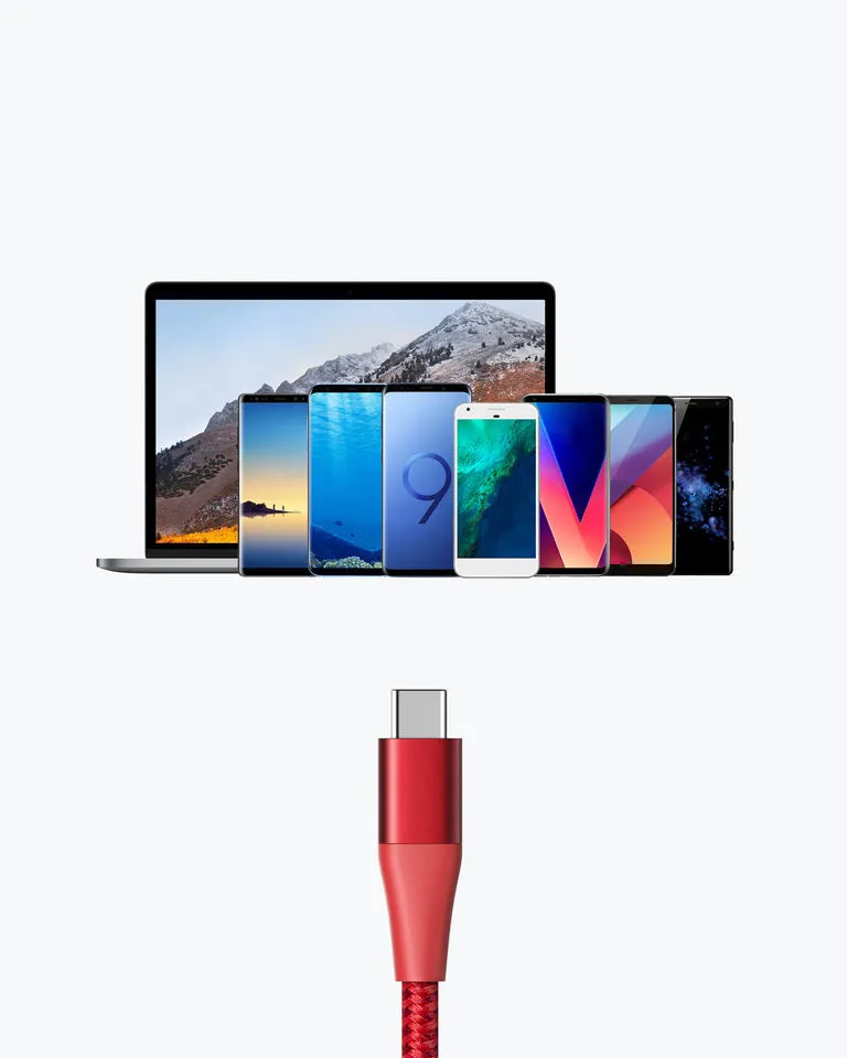 ^Pl  Ii Usb A To Usb C 3Ft Red