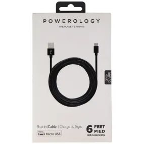 Powerology (6-Foot) Micro-USB to USB Braided Charging Cable - Black/Dark Gray