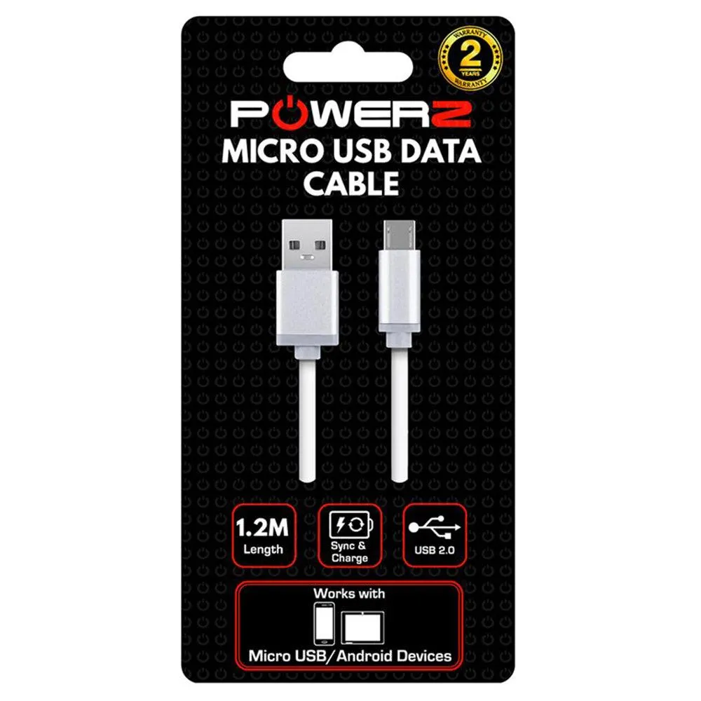 Powerz 1.2M USB Data Cable for Micro USB - White | 840562