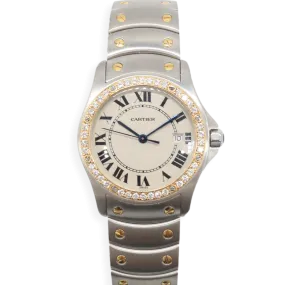 Pre-Owned Cartier Santos Ronde Medium Diamond Two-Tone Watch 1551