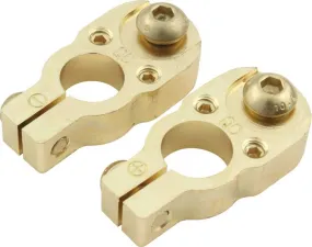 QuickCar Battery Terminals - Top-Mount Gold Plated Brass (Pair)