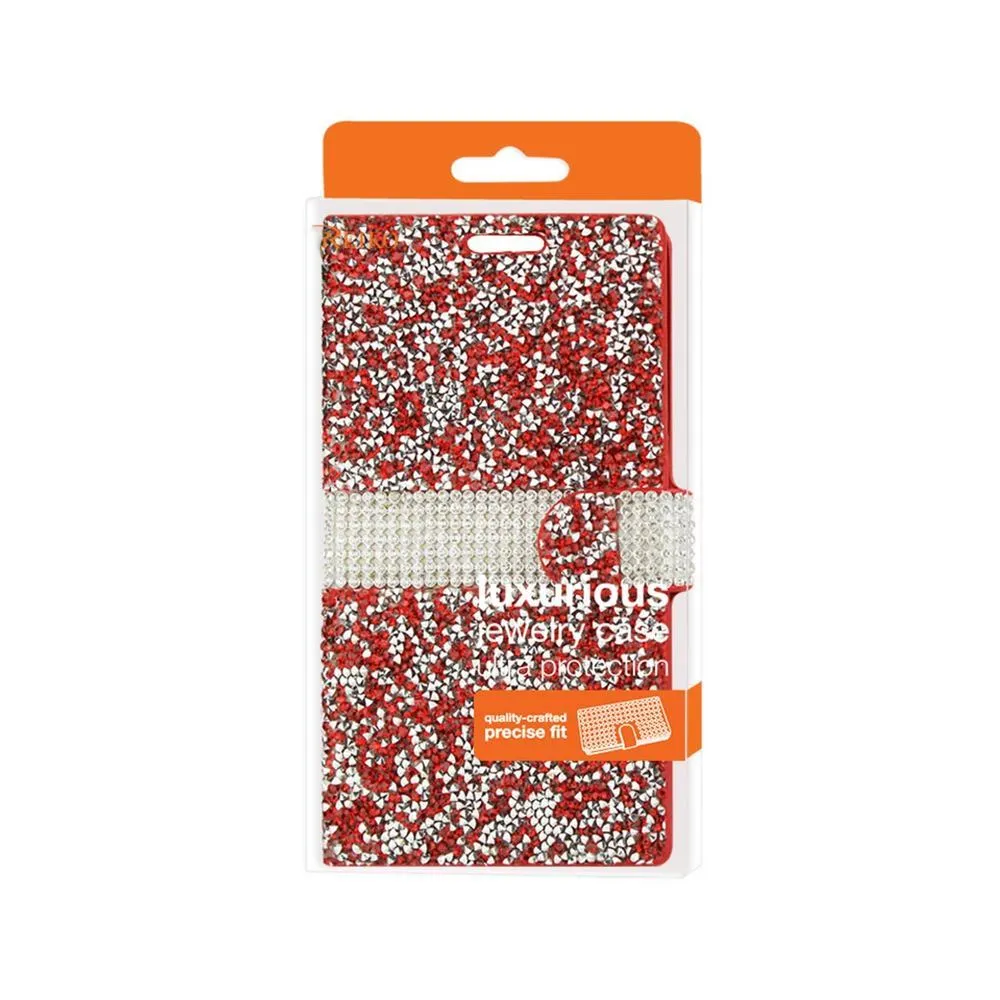 Reiko Samsung Galaxy S7edge SM-G935V Bling Diamond Flip Case Red (Samsung Galaxy S7 edge SM-G935V/ G935P/ G935R4/ G935A)