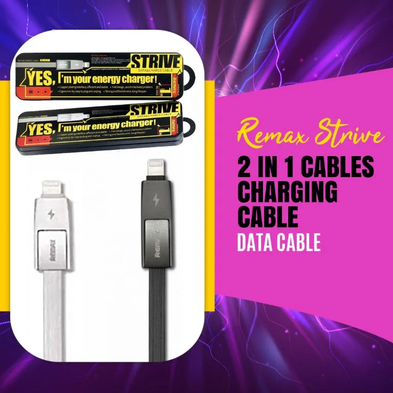 Remax Strive 2 in 1 cables - Charging Cable | Mobile Cable | Charger Cable | Data Cable