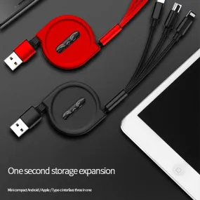 Retractable Charging Cable - 3 in 1  Fast Charger Cord Adapter for  iPhone, Type C , Micro USB