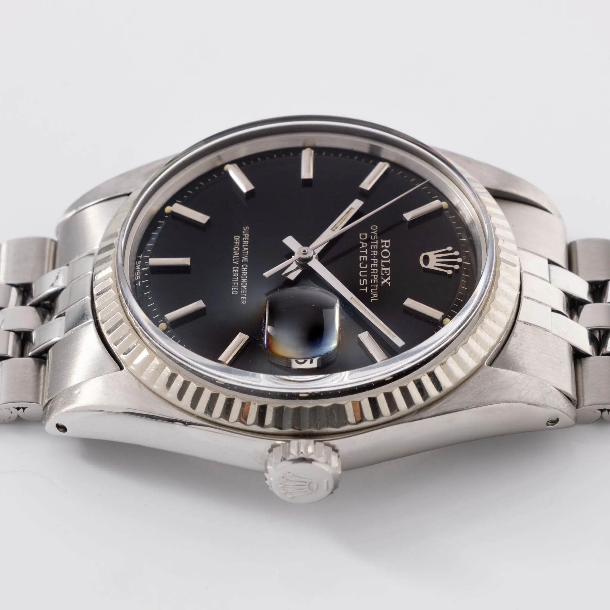 Rolex Datejust Black Gilt Dial with Rolex Service Papers Ref 1601