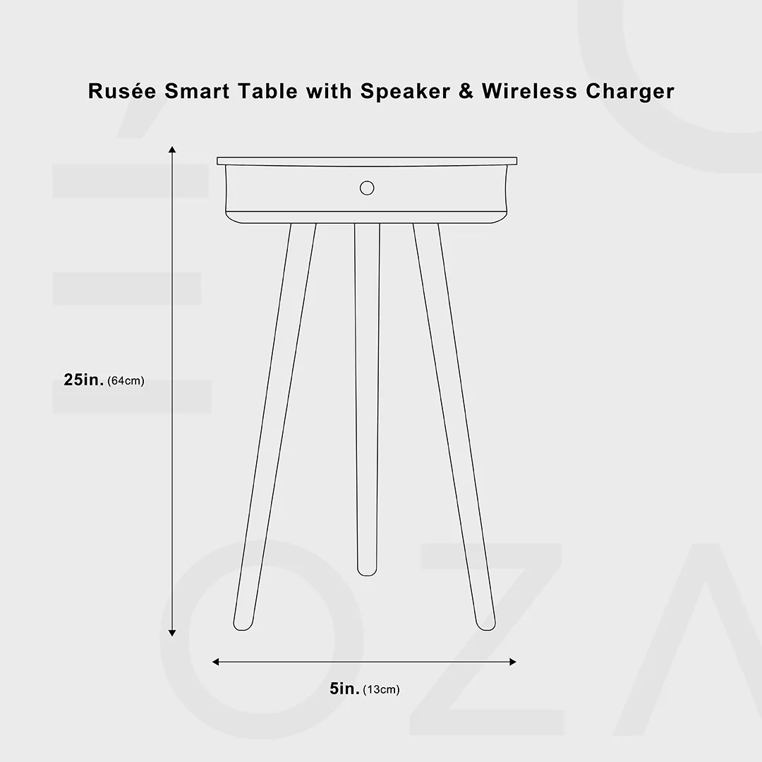 Rusée Smart Table with Speaker & Wireless Charger