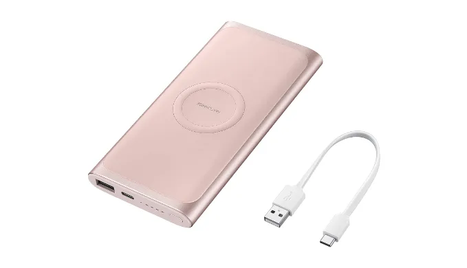 Samsung 2-in-1 Portable Fast Charge Wireless Charger and Battery Pack 10,000 mAh, Pink