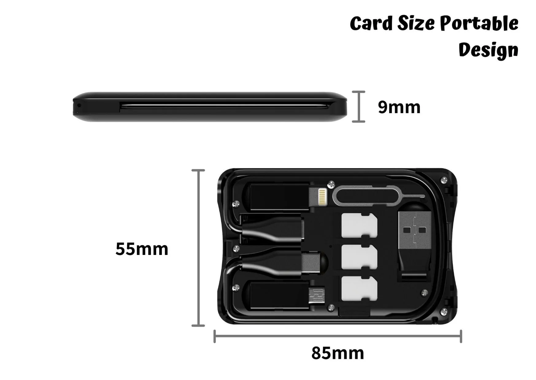 Sim Card Kit with Wireless Charging Pad SIM卡收納無線充電板 - 多合一Lightning Type-c USB充電數據線、記憶卡讀卡器、SIM卡收納、内建無線充電板