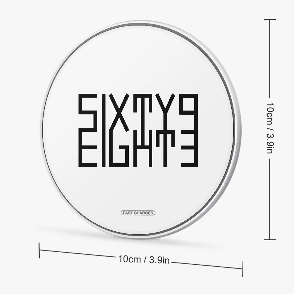 Sixty Eight 93 Logo Black White 10W Wireless Charger