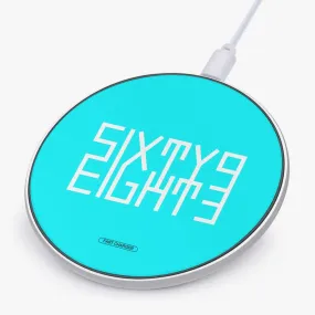 Sixty Eight 93 Logo White Aqua Blue 10W Wireless Charger