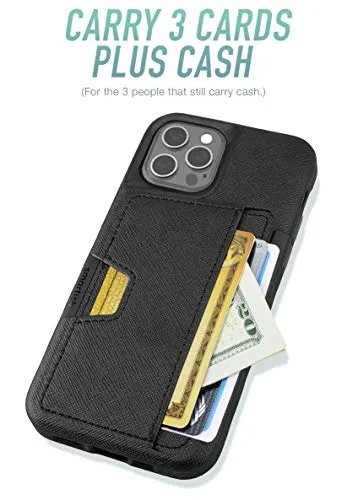 Smartish iPhone 12/12 Pro Wallet Case - Wallet Slayer Vol. 2 [Slim Protective Kickstand] Credit Card Holder (Silk) - Black Tie Affair